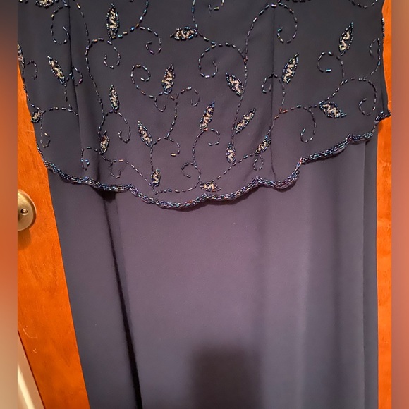 Night Scene Navy Beaded Formal Gown - Picture 5 of 8